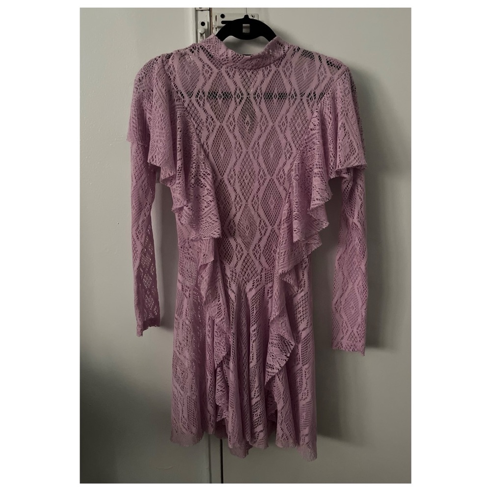 Free People Lilac Lace Long Sleeve Mini Dress Size XS